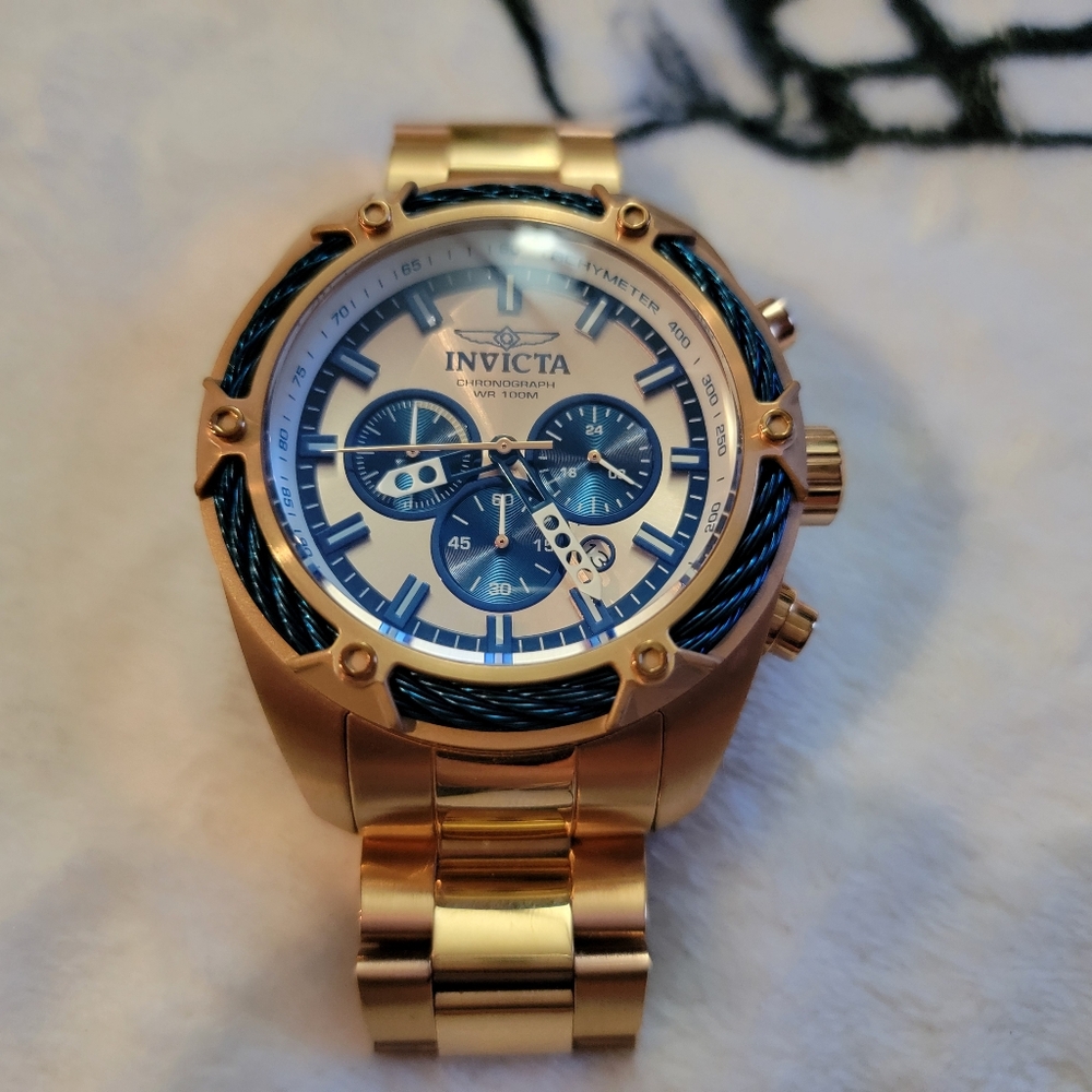 Invicta Gold and Blue Chronograph Watch
